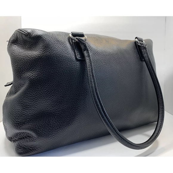 Michael Kors Unisex Weekender Black Leather Travel Bag Duffle Size 21”x13”x6” - Picture 5 of 7